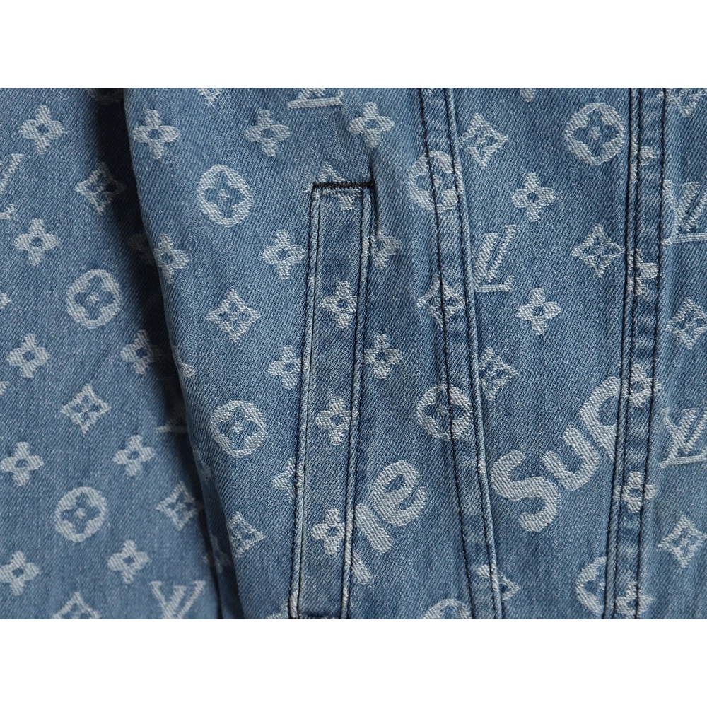 Louis vuitton Supreme joint full print denim jacket,Louis Vuitton Jacket,Jacket,APPAREL