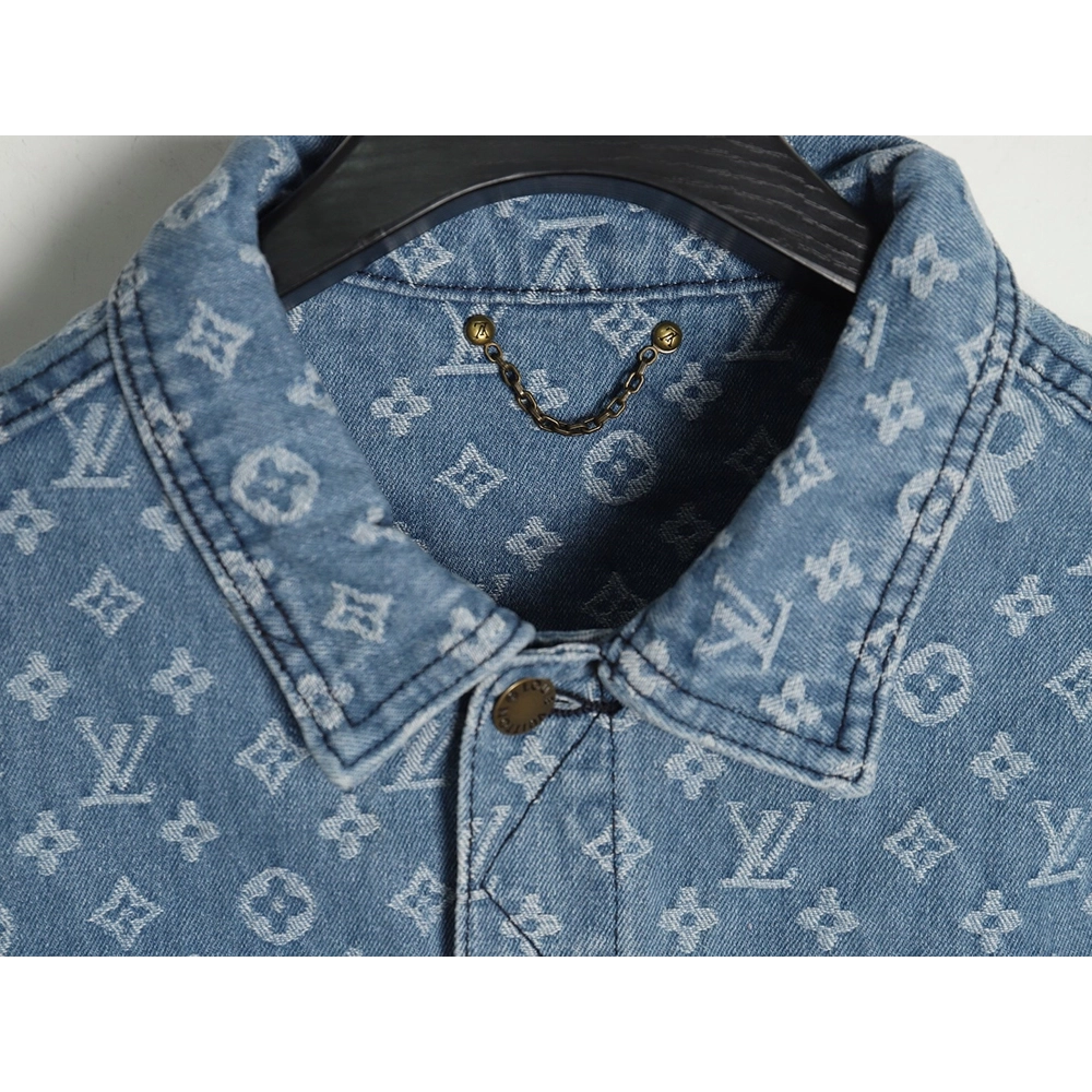 Louis vuitton Supreme joint full print denim jacket,Louis Vuitton Jacket,Jacket,APPAREL