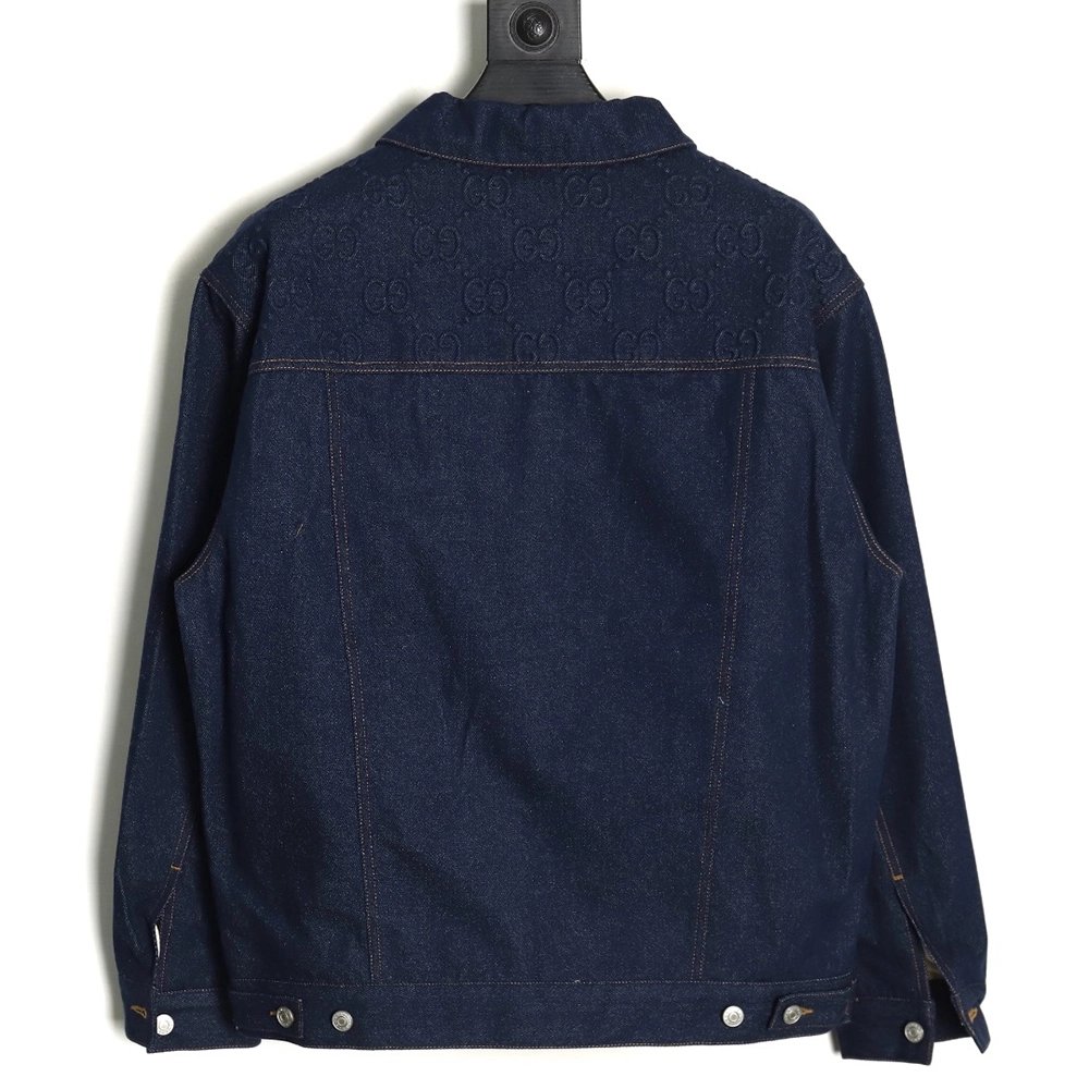 Gucci embossed denim longsleeved jacket,Gucci Jacket,Jacket,APPAREL