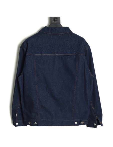 Gucci embossed denim longsleeved jacket,Gucci Jacket,Jacket,APPAREL