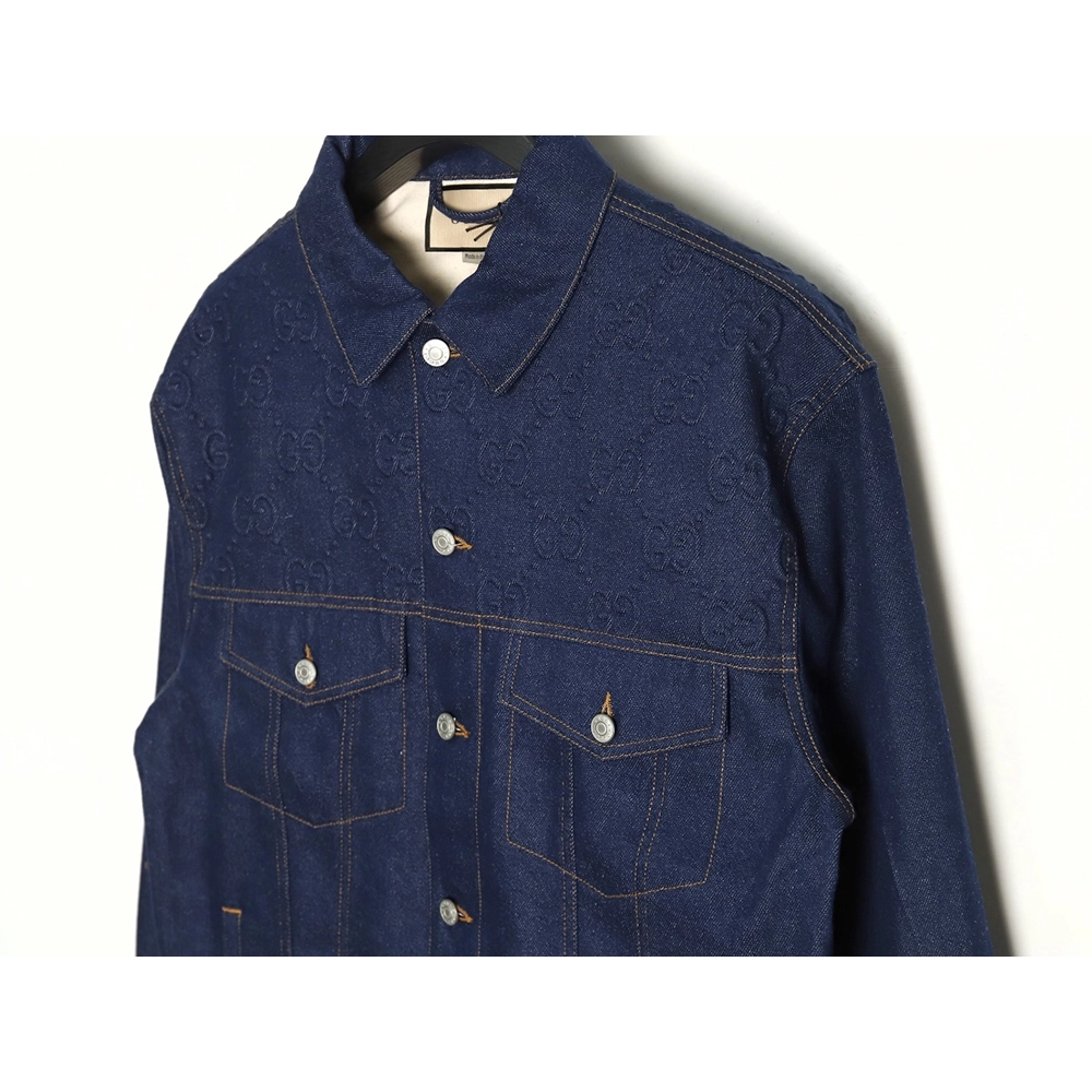 Gucci embossed denim longsleeved jacket,Gucci Jacket,Jacket,APPAREL