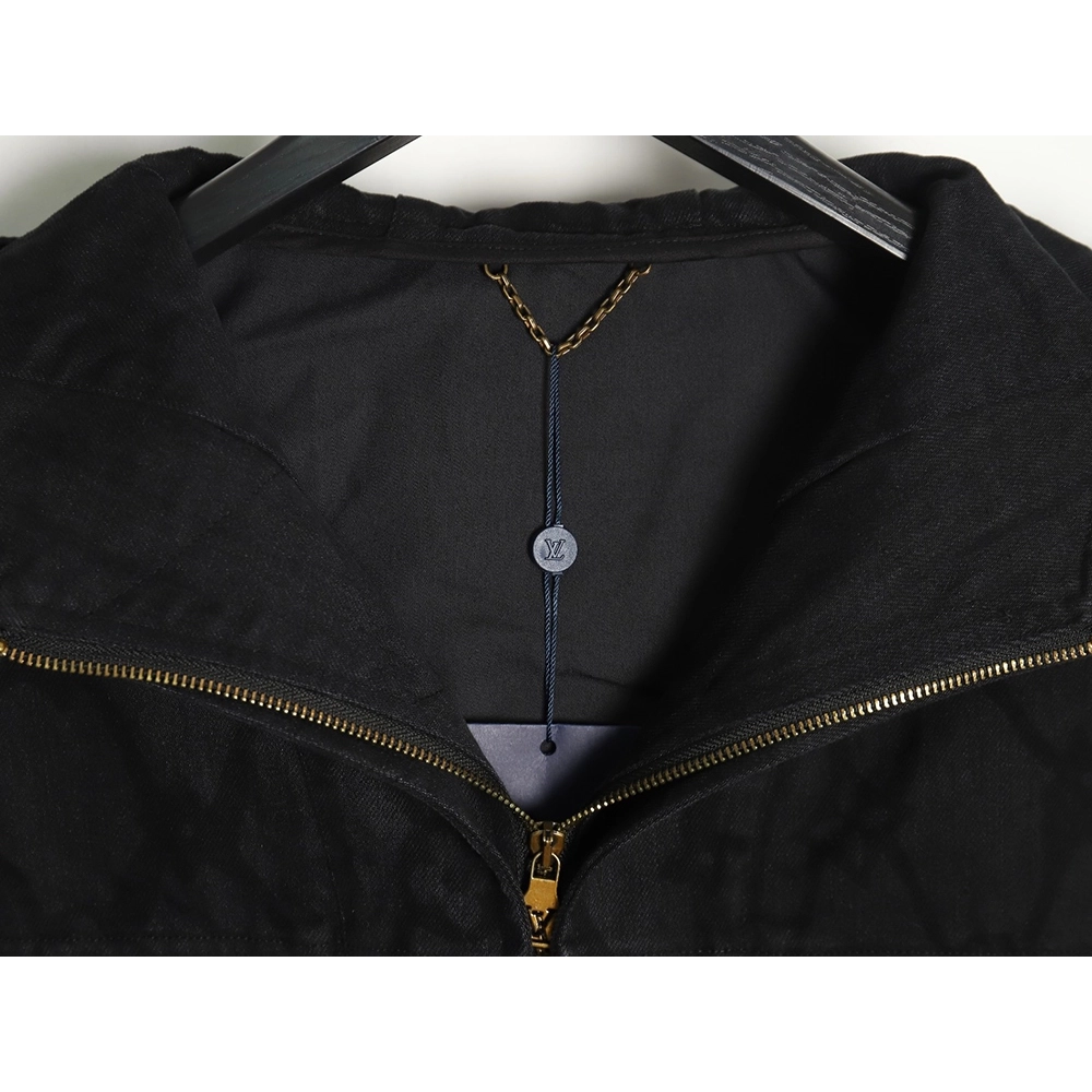 Louis Vuitton Burnt Denim Hooded Long Sleeve Denim Jacket,Louis Vuitton Jacket,Jacket,APPAREL