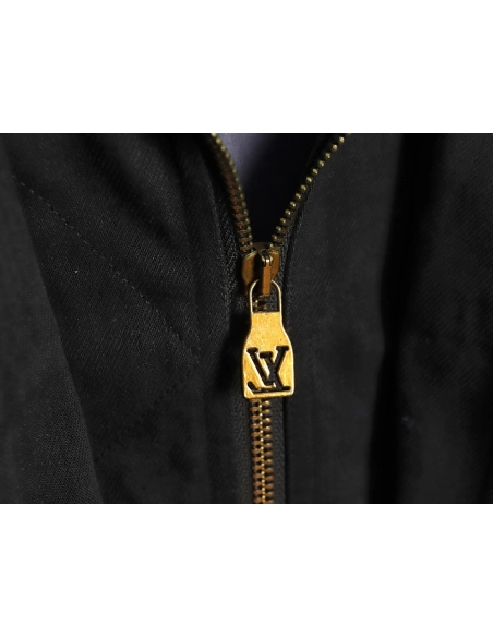 Louis Vuitton Burnt Denim Hooded Long Sleeve Denim Jacket,Louis Vuitton Jacket,Jacket,APPAREL
