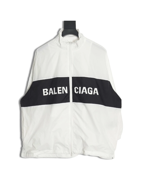 Balenciaga patchwork slogan windbreaker jacket TSK3,Balenciaga Jacket,Jacket,APPAREL