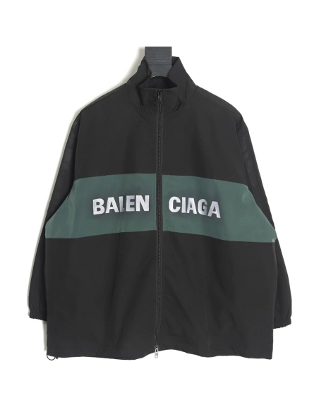 Balenciaga patchwork slogan windbreaker jacket TSK2,Balenciaga Jacket,Jacket,APPAREL