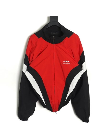 Balenciaga 3B red and blue patchwork jacket,Balenciaga Jacket,Jacket,APPAREL