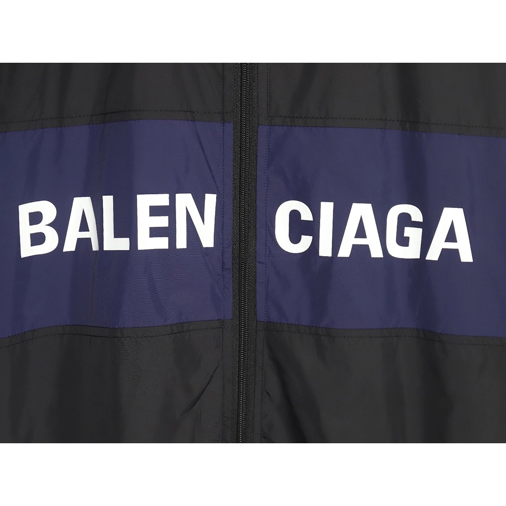 Balenciaga 57 black and blue patchwork slogan jacket,Balenciaga Jacket,Jacket,APPAREL