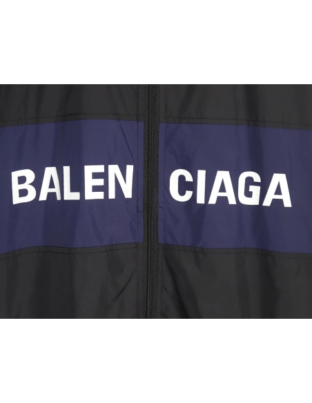 Balenciaga 57 black and blue patchwork slogan jacket,Balenciaga Jacket,Jacket,APPAREL
