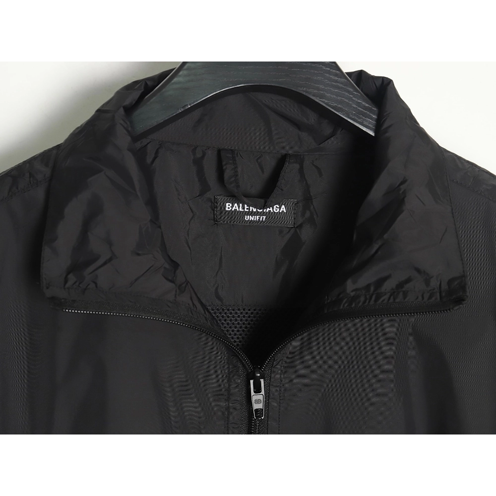 Balenciaga 57 black and blue patchwork slogan jacket,Balenciaga Jacket,Jacket,APPAREL