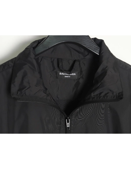 Balenciaga 57 black and blue patchwork slogan jacket,Balenciaga Jacket,Jacket,APPAREL