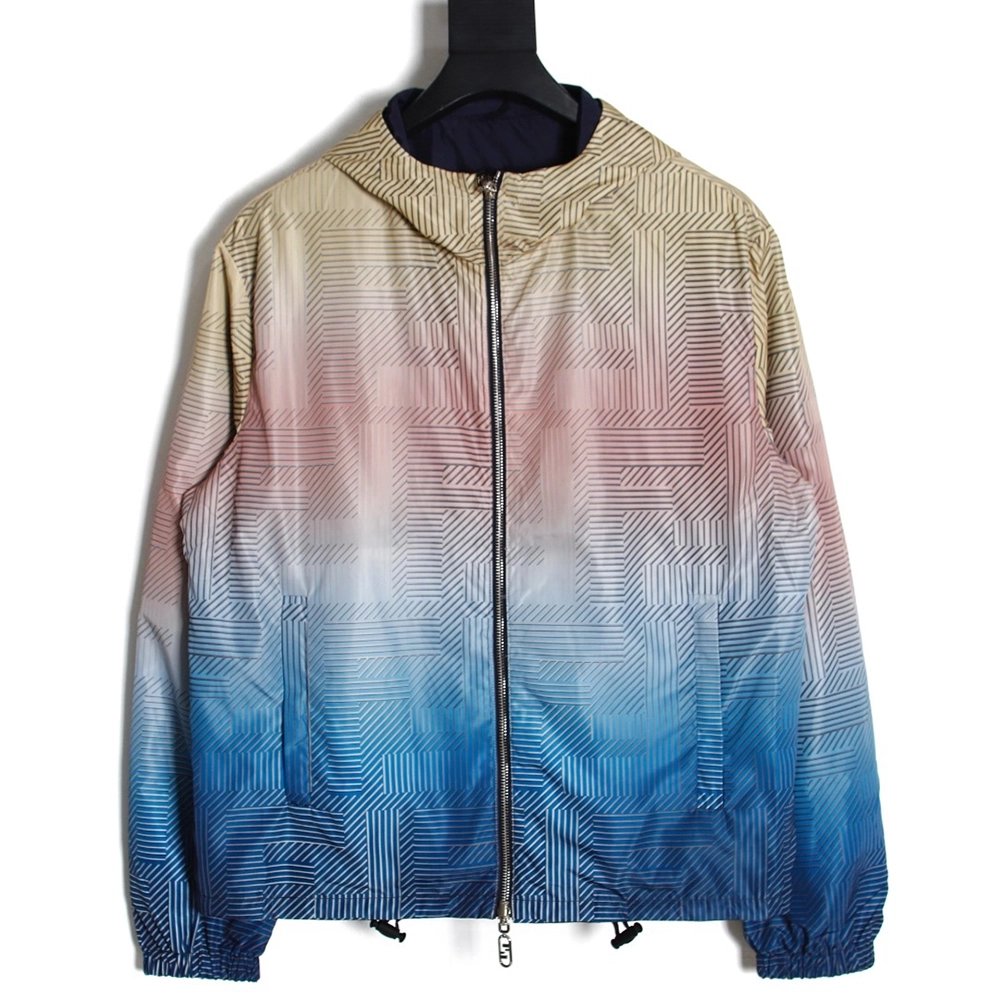 Fendi gradient reversible jacket with hood,Fendi Jacket,Jacket,APPAREL