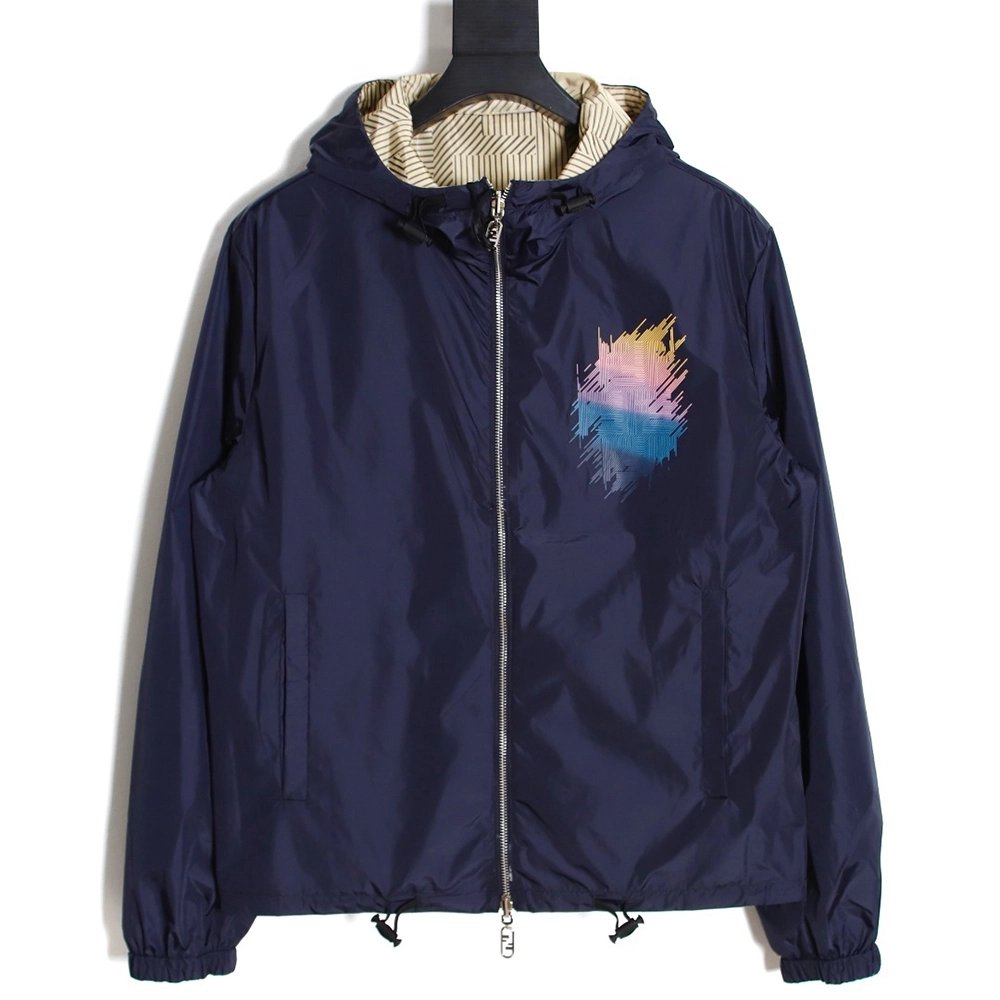 Fendi gradient reversible jacket with hood,Fendi Jacket,Jacket,APPAREL