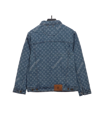 LV cobranded SUP allover printed denim jacket,Louis Vuitton Jacket,Jacket,APPAREL