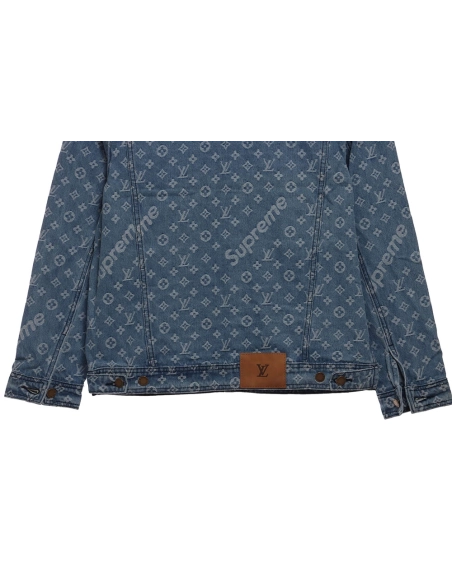 LV cobranded SUP allover printed denim jacket,Louis Vuitton Jacket,Jacket,APPAREL