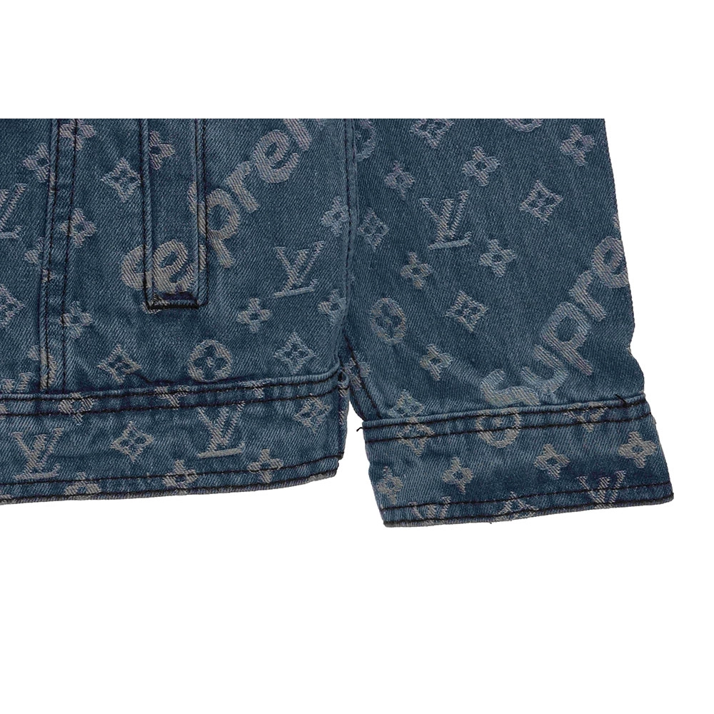 LV cobranded SUP allover printed denim jacket,Louis Vuitton Jacket,Jacket,APPAREL