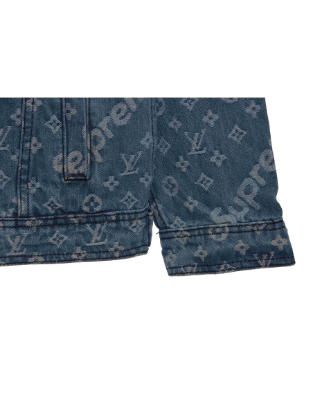 LV cobranded SUP allover printed denim jacket,Louis Vuitton Jacket,Jacket,APPAREL