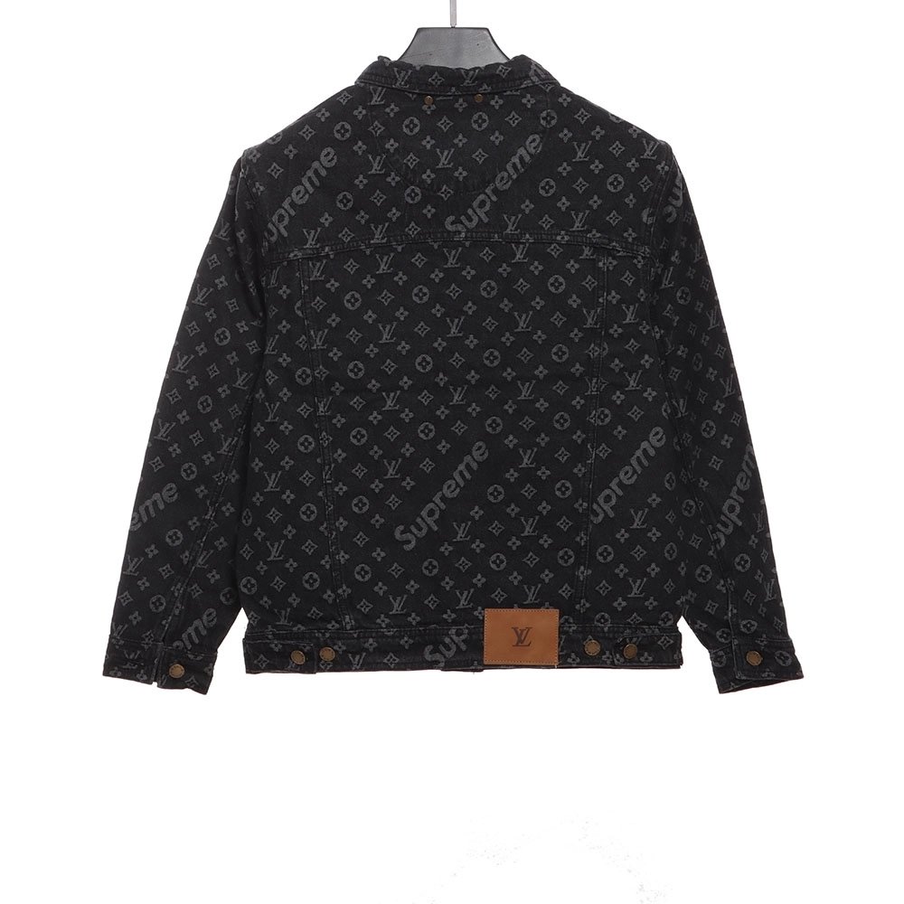 LV cobranded SUP allover printed denim jacket,Louis Vuitton Jacket,Jacket,APPAREL