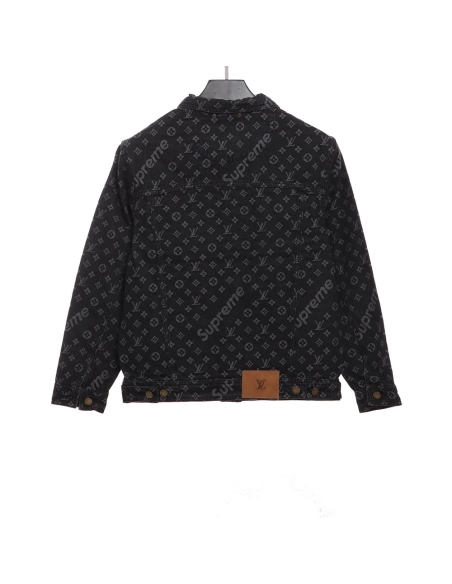 LV cobranded SUP allover printed denim jacket,Louis Vuitton Jacket,Jacket,APPAREL