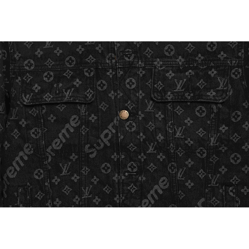 LV cobranded SUP allover printed denim jacket,Louis Vuitton Jacket,Jacket,APPAREL