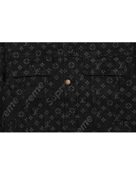 LV cobranded SUP allover printed denim jacket,Louis Vuitton Jacket,Jacket,APPAREL