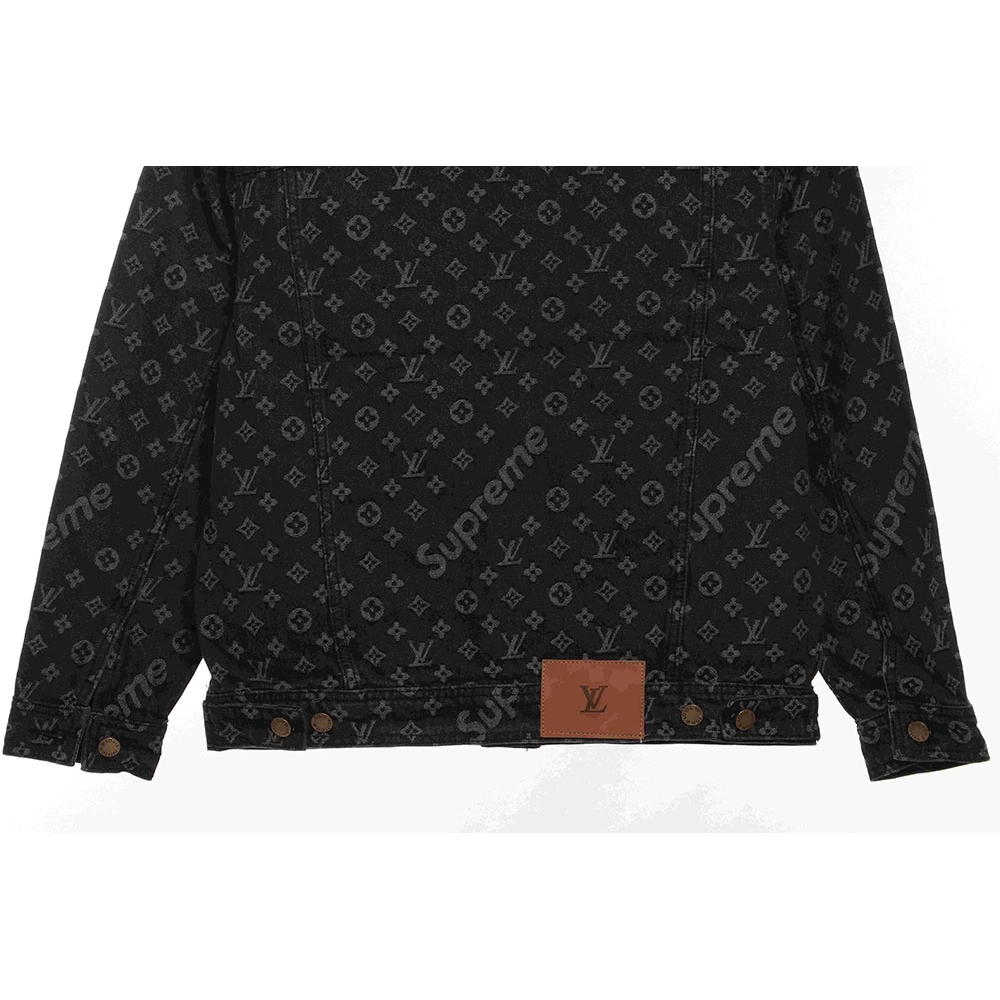LV cobranded SUP allover printed denim jacket,Louis Vuitton Jacket,Jacket,APPAREL