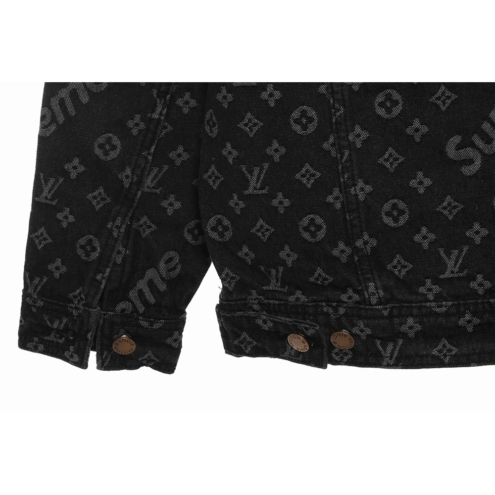 LV cobranded SUP allover printed denim jacket,Louis Vuitton Jacket,Jacket,APPAREL