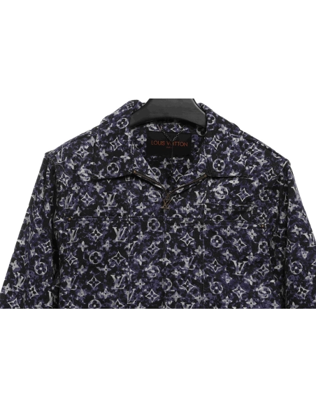 LV painted allover tiedye denim jacket,Louis Vuitton Jacket,Jacket,APPAREL