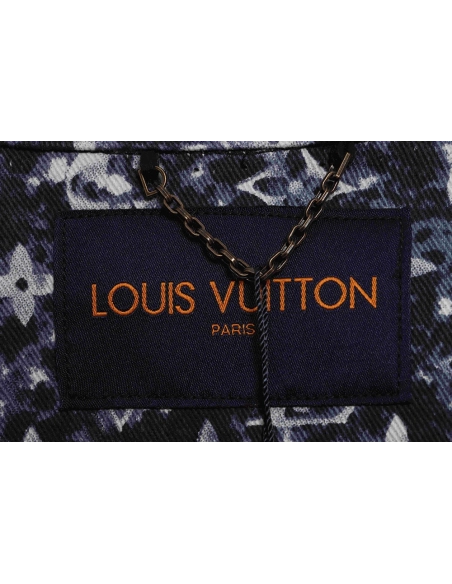 LV painted allover tiedye denim jacket,Louis Vuitton Jacket,Jacket,APPAREL