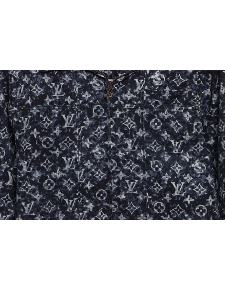 LV painted allover tiedye denim jacket,Louis Vuitton Jacket,Jacket,APPAREL