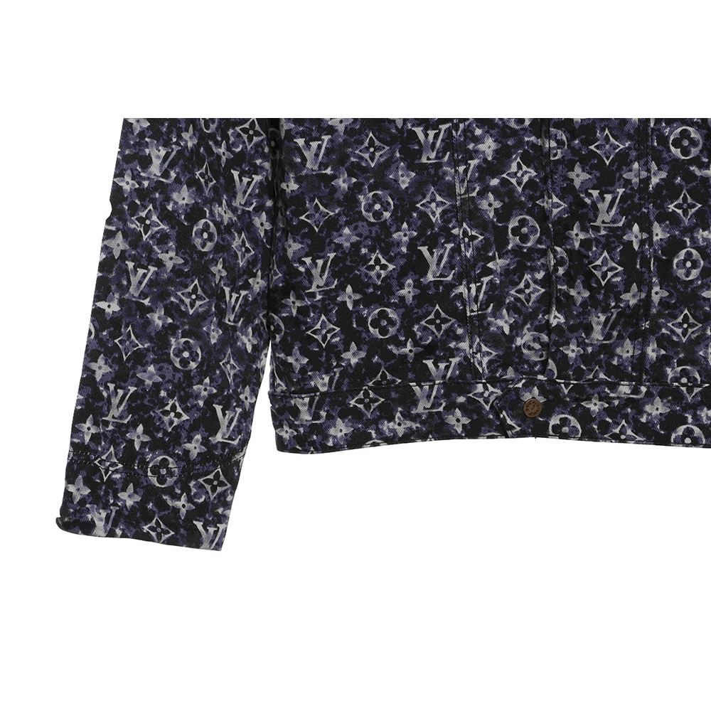LV painted allover tiedye denim jacket,Louis Vuitton Jacket,Jacket,APPAREL