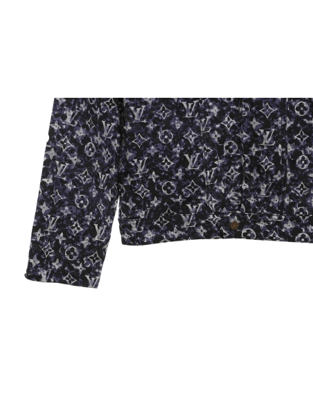 LV painted allover tiedye denim jacket,Louis Vuitton Jacket,Jacket,APPAREL