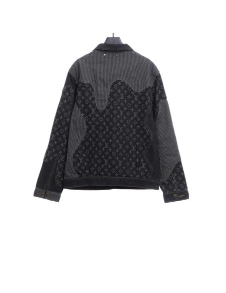 LV cobranded NIGO stitching contrasting denim jacket,Louis Vuitton Jacket,Jacket,APPAREL
