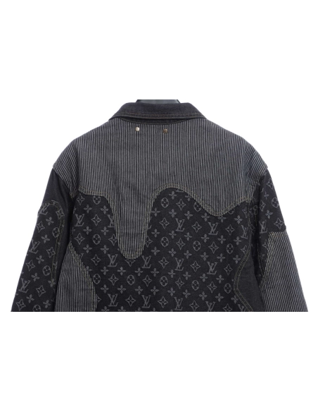 LV cobranded NIGO stitching contrasting denim jacket,Louis Vuitton Jacket,Jacket,APPAREL