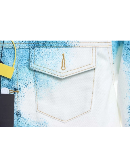 LV starry sky inkjet blue and white gradient denim jacket,Louis Vuitton Jacket,Jacket,APPAREL