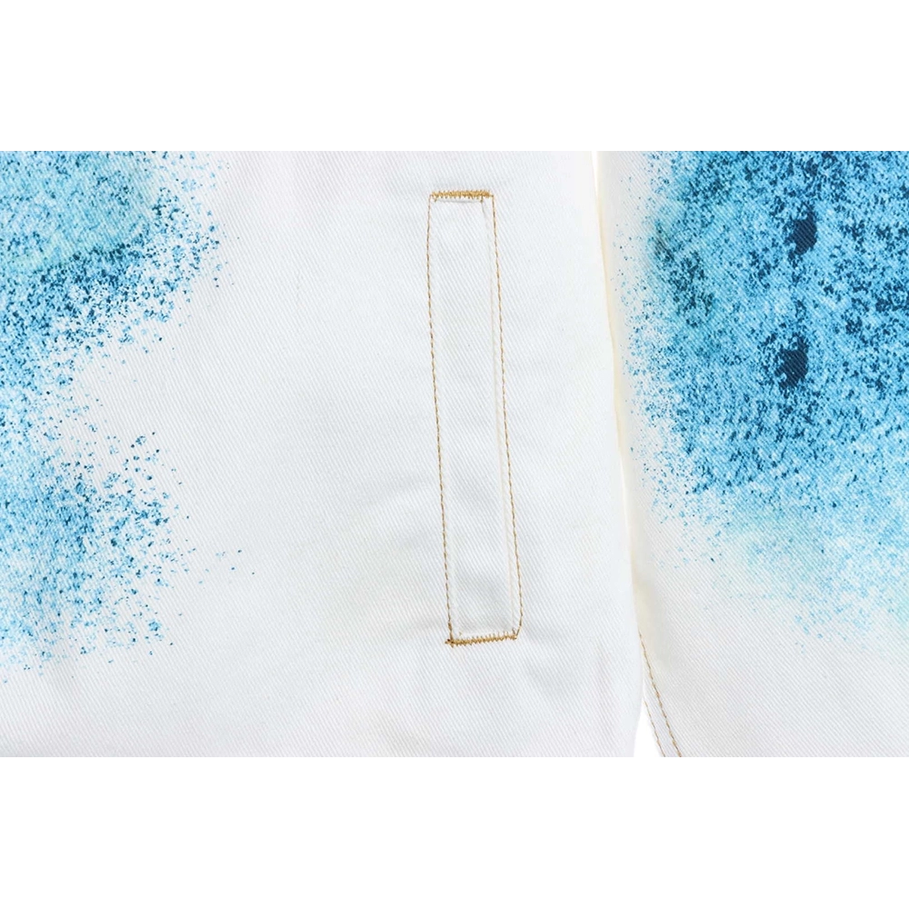 LV starry sky inkjet blue and white gradient denim jacket,Louis Vuitton Jacket,Jacket,APPAREL