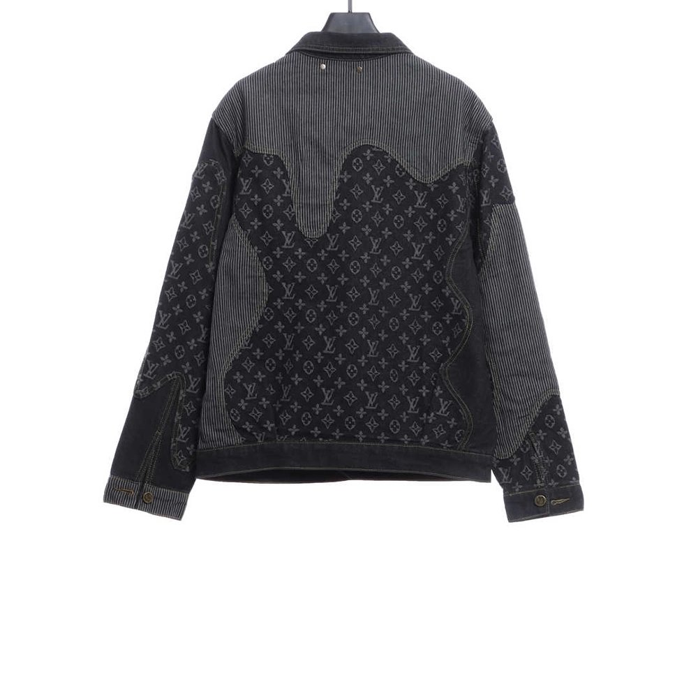 Louis Vuitton joint NIGO stitching contrast color denim jacket,Louis Vuitton Jacket,Jacket,APPAREL