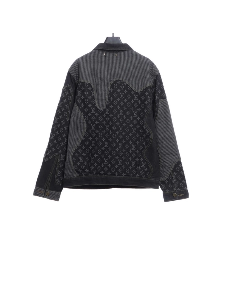 Louis Vuitton joint NIGO stitching contrast color denim jacket,Louis Vuitton Jacket,Jacket,APPAREL