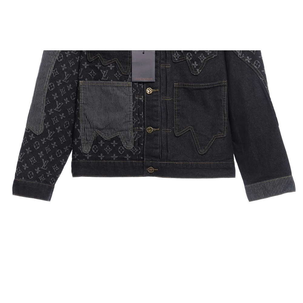 Louis Vuitton joint NIGO stitching contrast color denim jacket,Louis Vuitton Jacket,Jacket,APPAREL