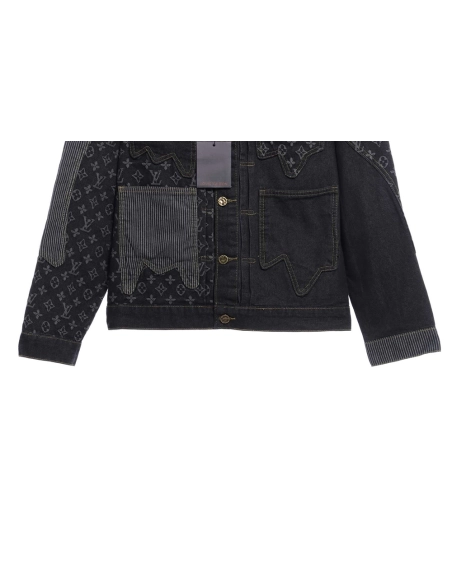 Louis Vuitton joint NIGO stitching contrast color denim jacket,Louis Vuitton Jacket,Jacket,APPAREL