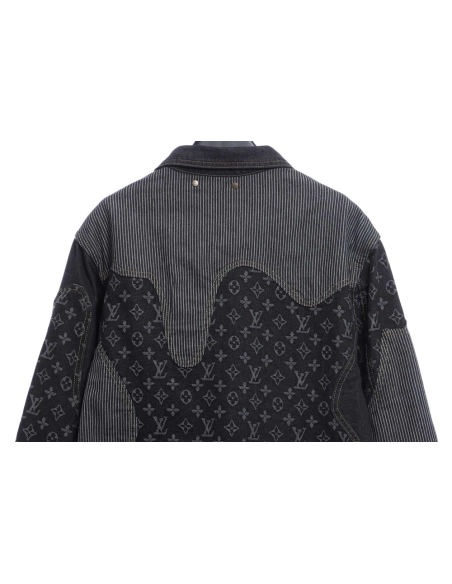 Louis Vuitton joint NIGO stitching contrast color denim jacket,Louis Vuitton Jacket,Jacket,APPAREL