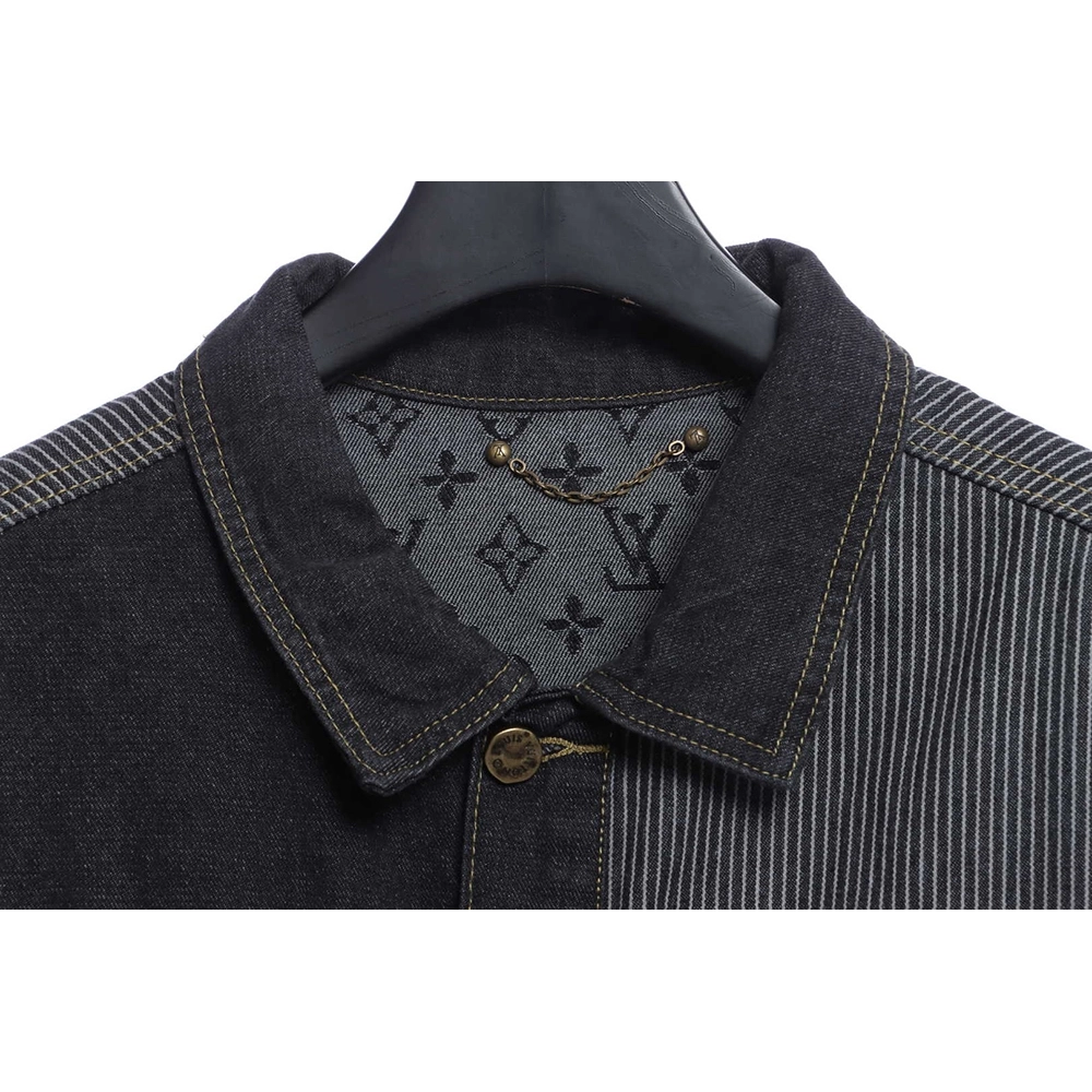 Louis Vuitton joint NIGO stitching contrast color denim jacket,Louis Vuitton Jacket,Jacket,APPAREL
