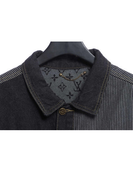 Louis Vuitton joint NIGO stitching contrast color denim jacket,Louis Vuitton Jacket,Jacket,APPAREL