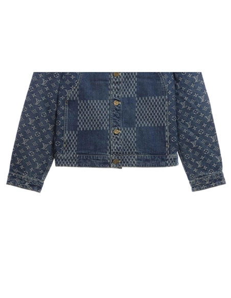 LOUIS VUITTON X NIGO VIRGIL JOINT QUADRATIC DENIM JACKET BLUE,Louis Vuitton Jacket,Jacket,APPAREL