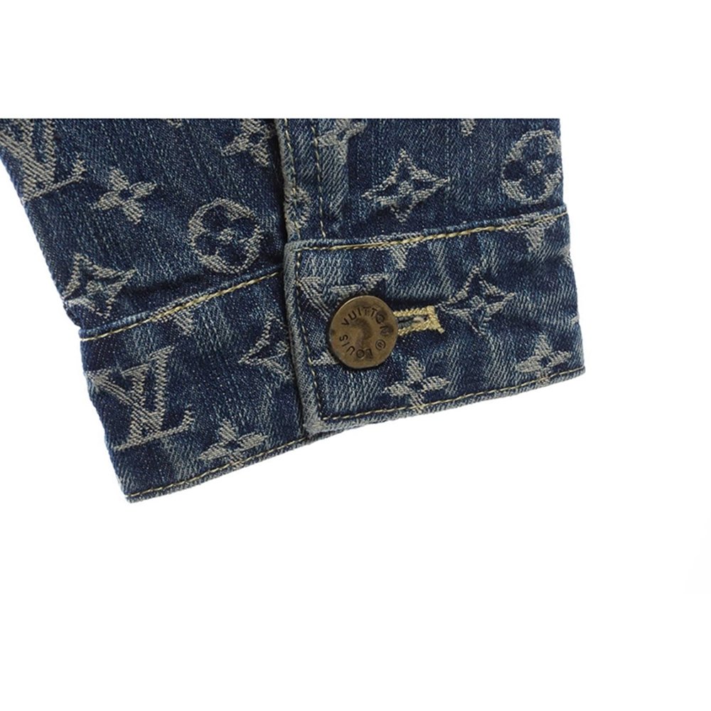 LOUIS VUITTON X NIGO VIRGIL JOINT QUADRATIC DENIM JACKET BLUE,Louis Vuitton Jacket,Jacket,APPAREL