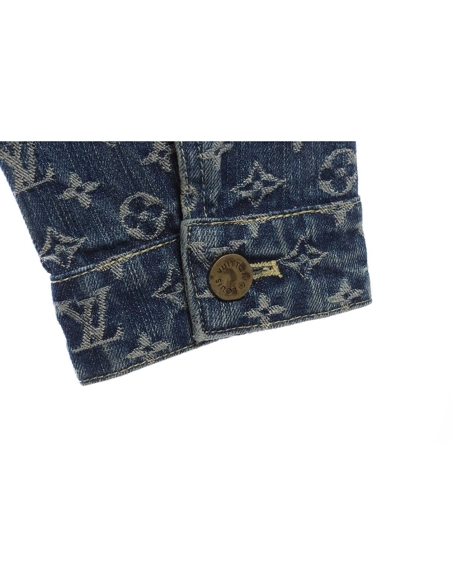 LOUIS VUITTON X NIGO VIRGIL JOINT QUADRATIC DENIM JACKET BLUE,Louis Vuitton Jacket,Jacket,APPAREL