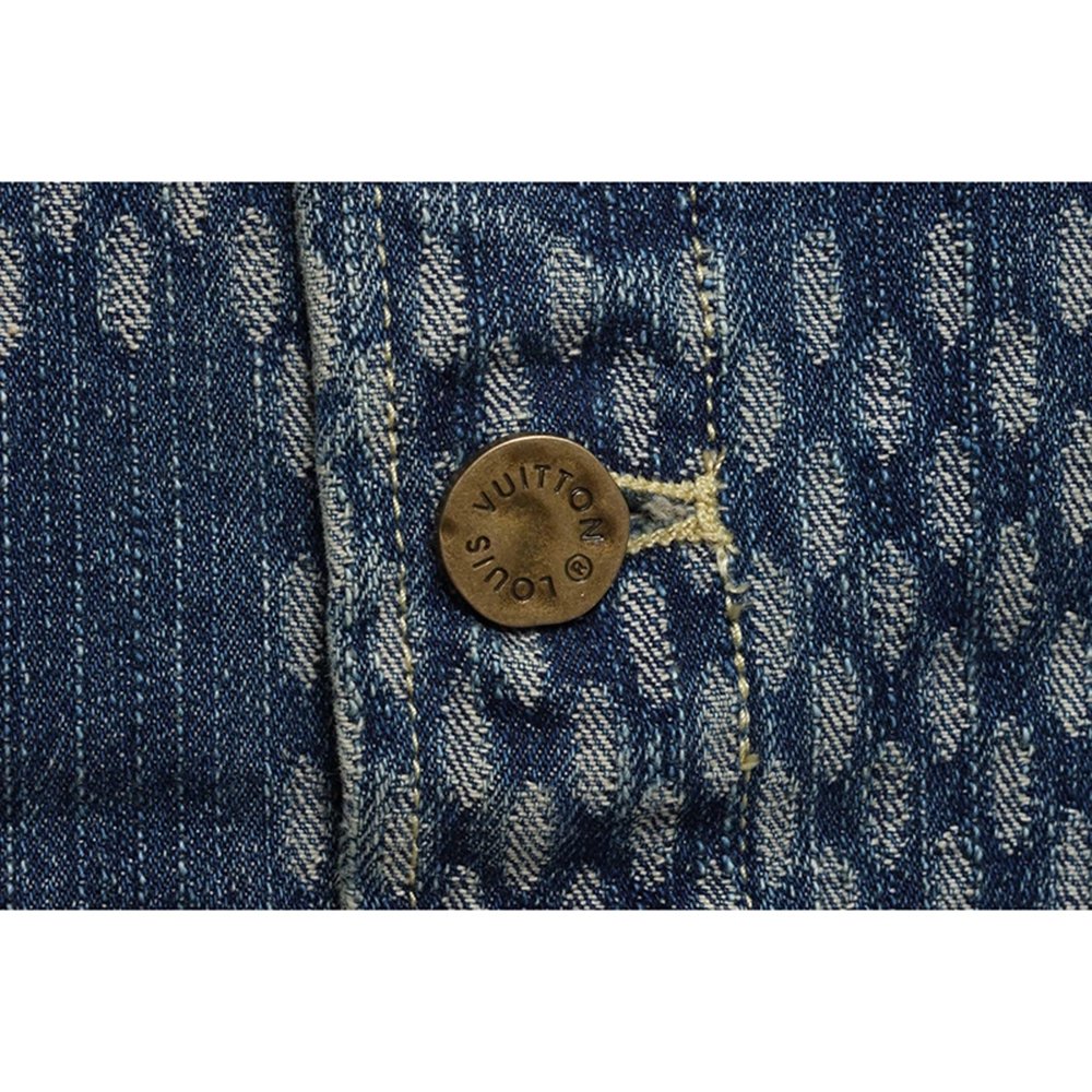 LOUIS VUITTON X NIGO VIRGIL JOINT QUADRATIC DENIM JACKET BLUE,Louis Vuitton Jacket,Jacket,APPAREL