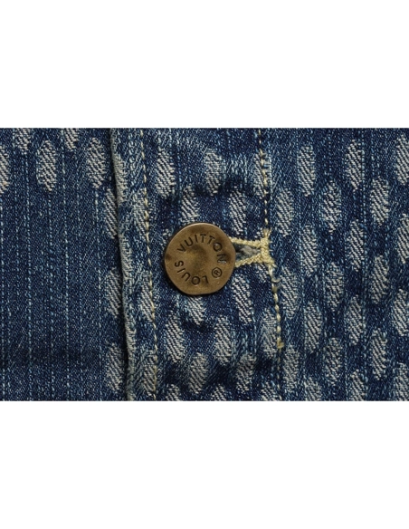 LOUIS VUITTON X NIGO VIRGIL JOINT QUADRATIC DENIM JACKET BLUE,Louis Vuitton Jacket,Jacket,APPAREL