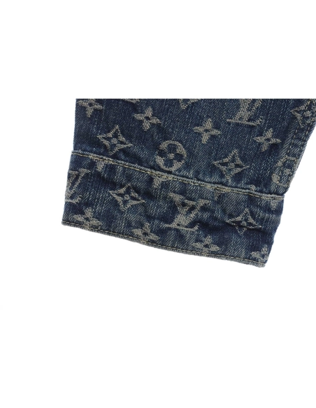 LOUIS VUITTON X NIGO VIRGIL JOINT QUADRATIC DENIM JACKET BLUE,Louis Vuitton Jacket,Jacket,APPAREL