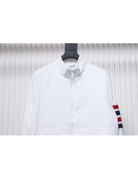 Thom Browne double layer four bar woven stand collar jacket,Thom Browne Jacket,Jacket,APPAREL