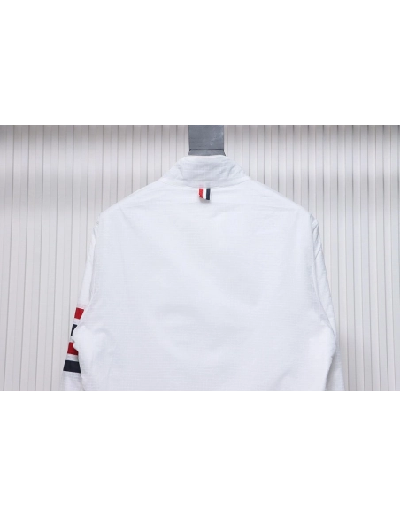 Thom Browne double layer four bar woven stand collar jacket,Thom Browne Jacket,Jacket,APPAREL